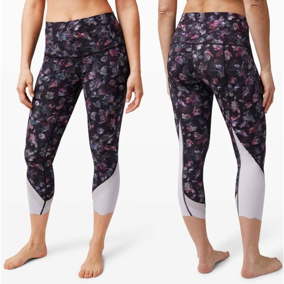 lululemon athletica Pants - Lululemon Wunder Under High Rise Crop Leggings Scallop Hem Full-on Size 6